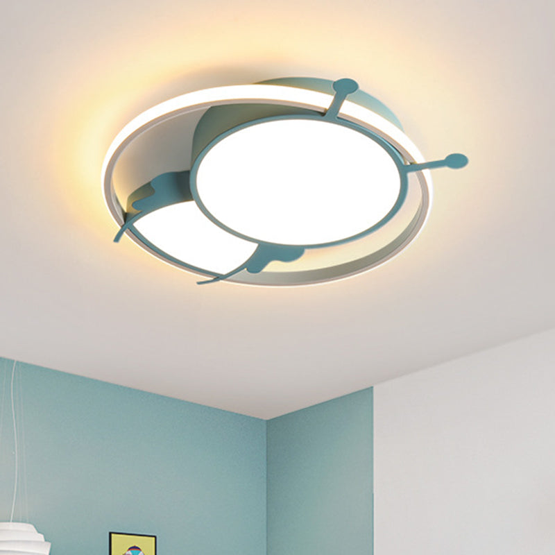 Contemporary Bee Acrylic Ceiling Lamp LED Flush Mount Spotlight in Pink/Blue for Bedroom Blue Clearhalo 'Ceiling Lights' 'Close To Ceiling Lights' 'Close to ceiling' 'Flush mount' Lighting' 754275