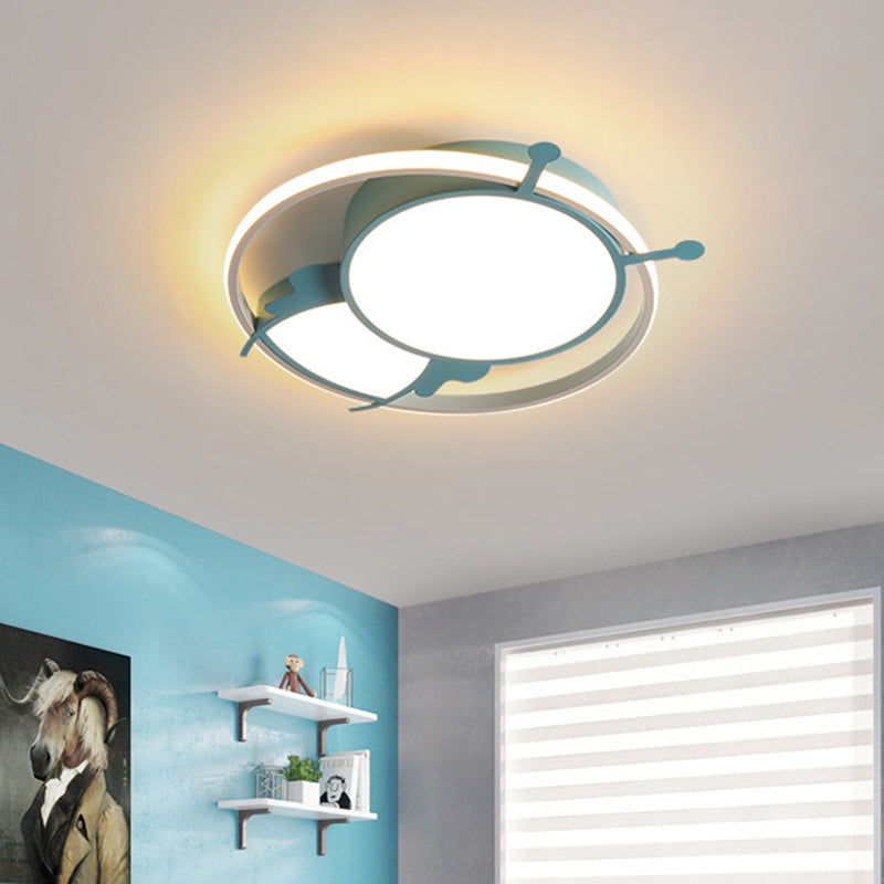 Contemporary Bee Acrylic Ceiling Lamp LED Flush Mount Spotlight in Pink/Blue for Bedroom Clearhalo 'Ceiling Lights' 'Close To Ceiling Lights' 'Close to ceiling' 'Flush mount' Lighting' 754276