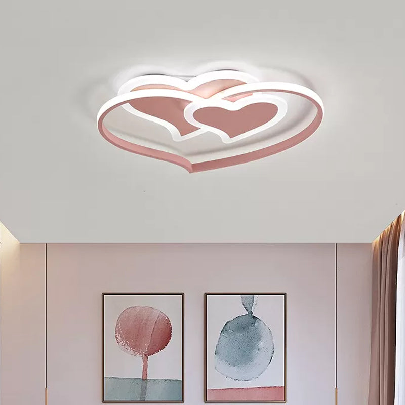 LED Bedroom Flush Light Fixture Modern Black/White/Pink Finish Ceiling Flush Mount with Loving Heart Acrylic Shade Clearhalo 'Ceiling Lights' 'Close To Ceiling Lights' 'Close to ceiling' 'Flush mount' Lighting' 754283