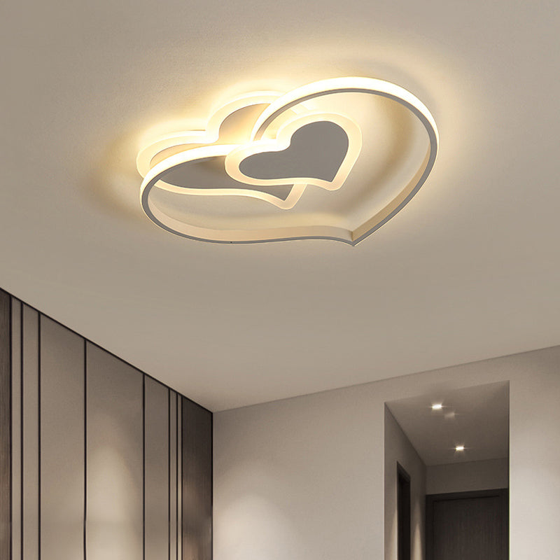 LED Bedroom Flush Light Fixture Modern Black/White/Pink Finish Ceiling Flush Mount with Loving Heart Acrylic Shade Clearhalo 'Ceiling Lights' 'Close To Ceiling Lights' 'Close to ceiling' 'Flush mount' Lighting' 754286