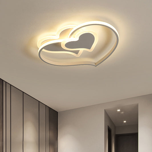 LED Bedroom Flush Light Fixture Modern Black/White/Pink Finish Ceiling Flush Mount with Loving Heart Acrylic Shade Clearhalo 'Ceiling Lights' 'Close To Ceiling Lights' 'Close to ceiling' 'Flush mount' Lighting' 754286