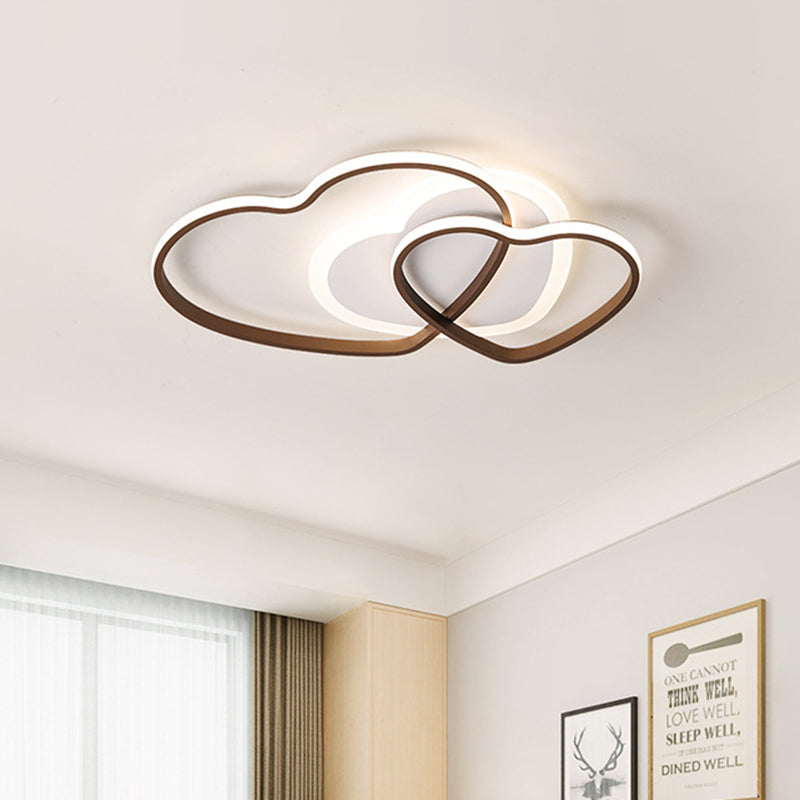 Heart Design Acrylic Flush Mount Fixture Cartoon LED Coffee Finish Close to Ceiling Lamp Clearhalo 'Ceiling Lights' 'Close To Ceiling Lights' 'Close to ceiling' 'Flush mount' Lighting' 754289