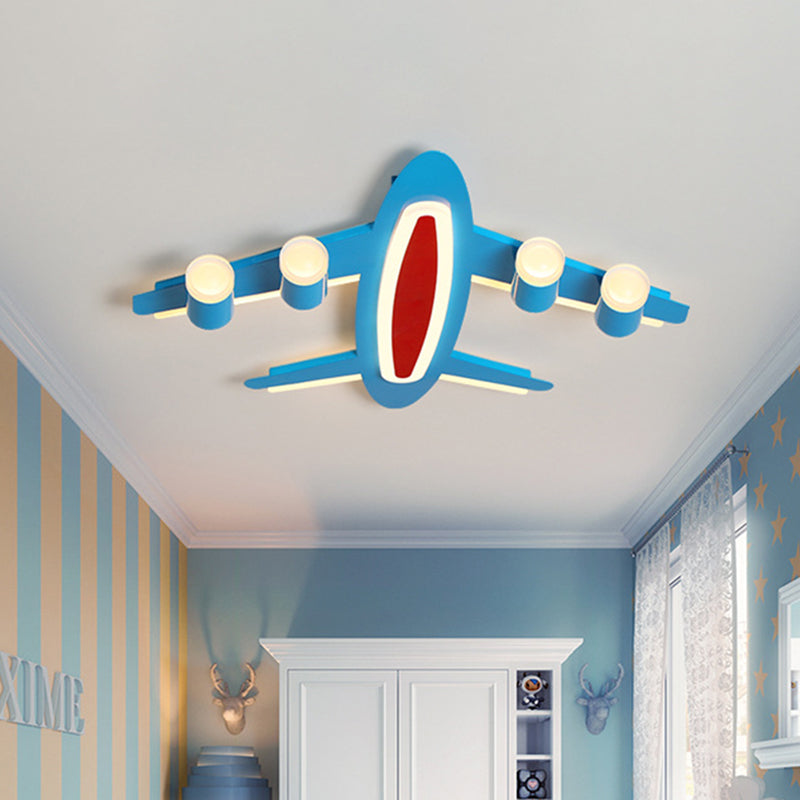 Plane Flush Mount Ceiling Light Creative Acrylic LED Blue Finish Lighting Fixture for Bedroom Blue Clearhalo 'Ceiling Lights' 'Close To Ceiling Lights' 'Close to ceiling' 'Flush mount' Lighting' 754292