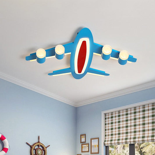 Plane Flush Mount Ceiling Light Creative Acrylic LED Blue Finish Lighting Fixture for Bedroom Clearhalo 'Ceiling Lights' 'Close To Ceiling Lights' 'Close to ceiling' 'Flush mount' Lighting' 754293