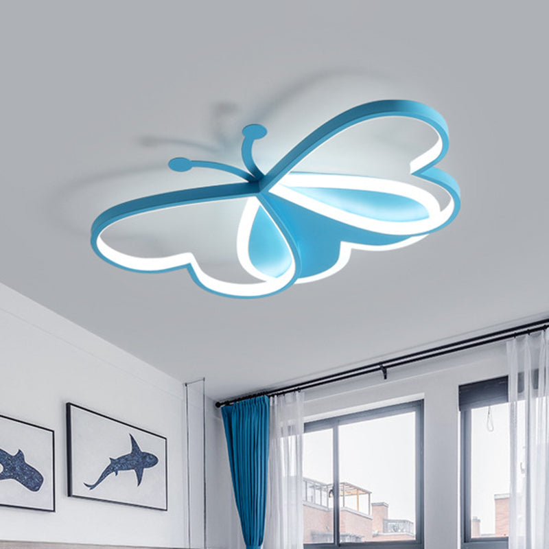 Butterfly Bedroom Flush Ceiling Light Acrylic LED Minimalistic Flushmount Lighting in Pink/Blue Clearhalo 'Ceiling Lights' 'Close To Ceiling Lights' 'Close to ceiling' 'Flush mount' Lighting' 754301