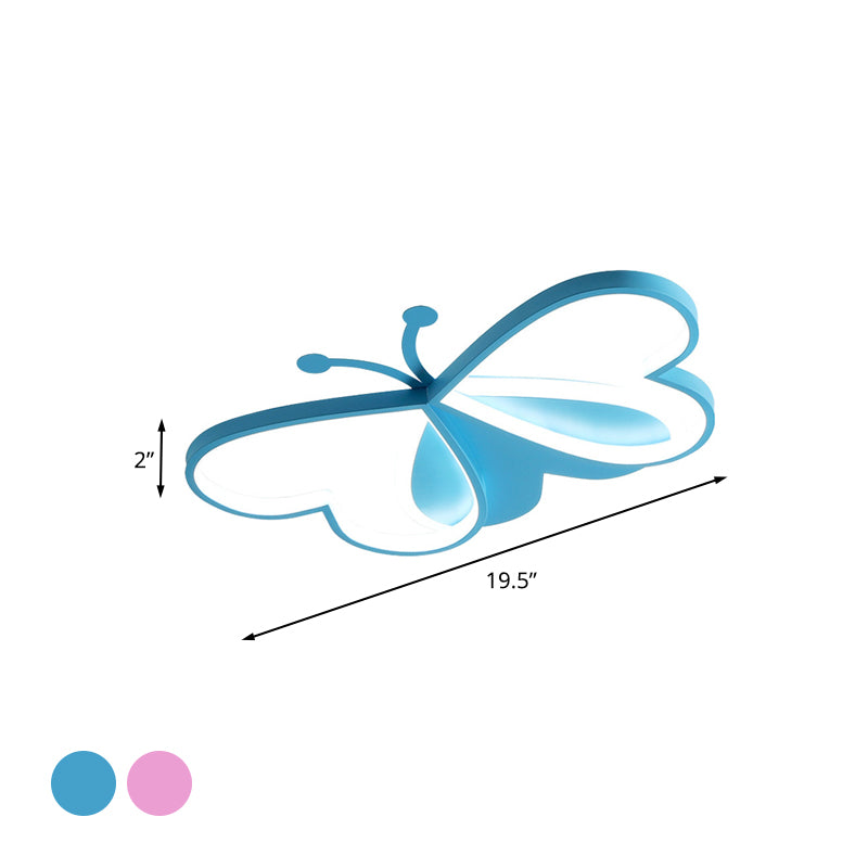 Butterfly Bedroom Flush Ceiling Light Acrylic LED Minimalistic Flushmount Lighting in Pink/Blue Clearhalo 'Ceiling Lights' 'Close To Ceiling Lights' 'Close to ceiling' 'Flush mount' Lighting' 754303