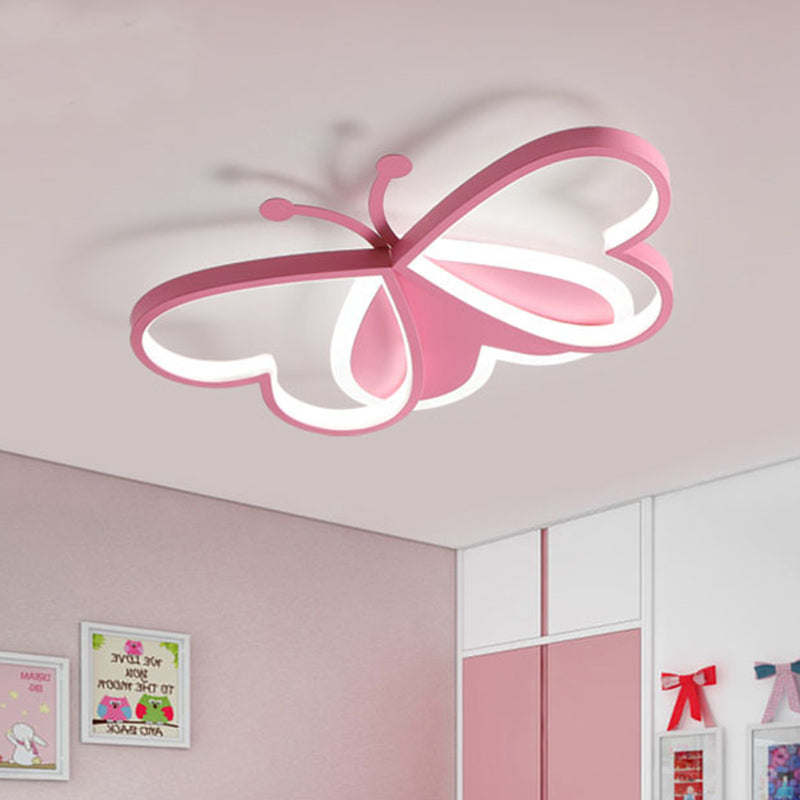 Butterfly Bedroom Flush Ceiling Light Acrylic LED Minimalistic Flushmount Lighting in Pink/Blue Pink Clearhalo 'Ceiling Lights' 'Close To Ceiling Lights' 'Close to ceiling' 'Flush mount' Lighting' 754304