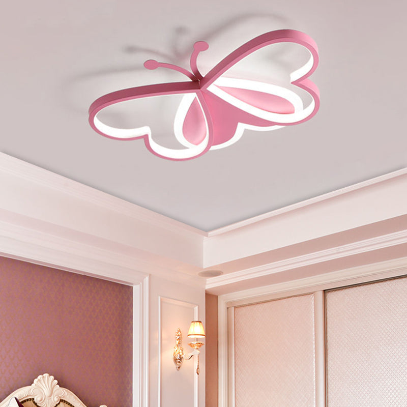 Butterfly Bedroom Flush Ceiling Light Acrylic LED Minimalistic Flushmount Lighting in Pink/Blue Clearhalo 'Ceiling Lights' 'Close To Ceiling Lights' 'Close to ceiling' 'Flush mount' Lighting' 754305