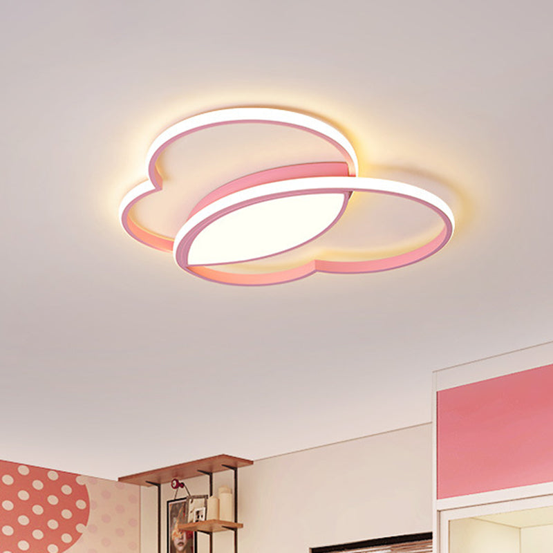 Acrylic Loving Heart Flush Mount Nordic Style LED Ceiling Light Fixture in White/Pink/Blue for Nursery Pink Clearhalo 'Ceiling Lights' 'Close To Ceiling Lights' 'Close to ceiling' 'Flush mount' Lighting' 754318