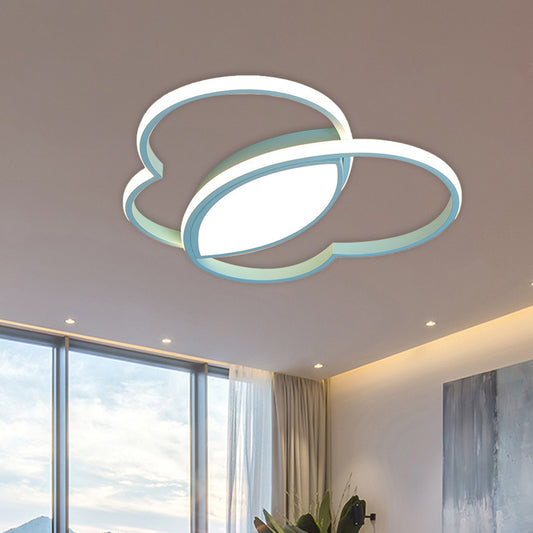 Acrylic Loving Heart Flush Mount Nordic Style LED Ceiling Light Fixture in White/Pink/Blue for Nursery Blue Clearhalo 'Ceiling Lights' 'Close To Ceiling Lights' 'Close to ceiling' 'Flush mount' Lighting' 754321