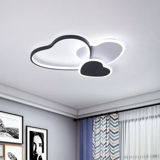 Modern Heart Design Ceiling Fixture Acrylic LED Bedroom Flush Mount Spotlight in Black, Warm/White Light Clearhalo 'Ceiling Lights' 'Close To Ceiling Lights' 'Close to ceiling' 'Flush mount' Lighting' 754333