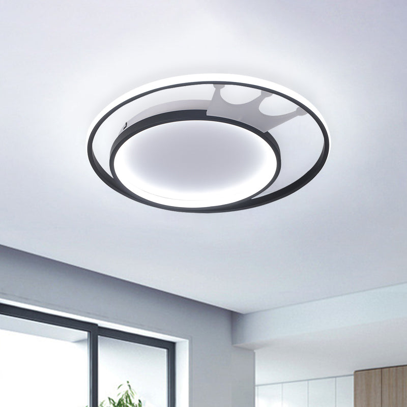 Cartoon Crown Acrylic Flush Mount Lamp LED Ceiling Mounted Light in White for Living Room, Warm/White Light White Clearhalo 'Ceiling Lights' 'Close To Ceiling Lights' 'Close to ceiling' 'Flush mount' Lighting' 754336