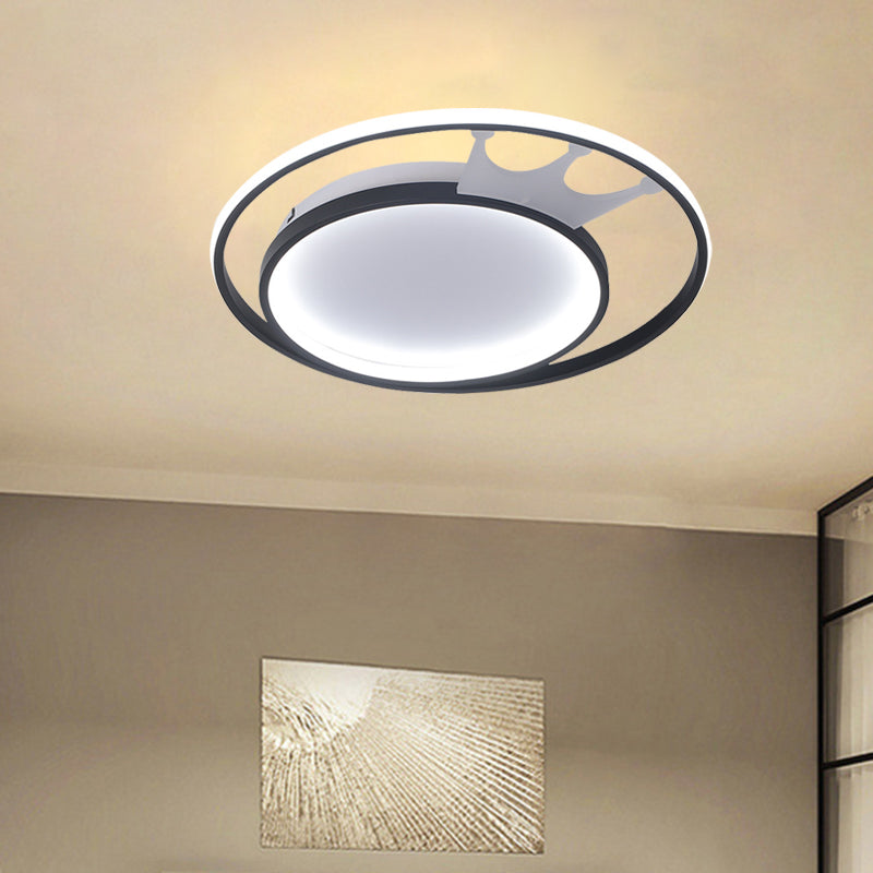 Cartoon Crown Acrylic Flush Mount Lamp LED Ceiling Mounted Light in White for Living Room, Warm/White Light Clearhalo 'Ceiling Lights' 'Close To Ceiling Lights' 'Close to ceiling' 'Flush mount' Lighting' 754337