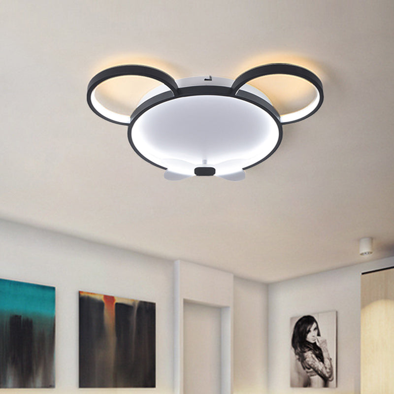 LED Bedroom Flush Mount Fixture Creative Black Flushmount with Mouse Acrylic Shade in White/Warm Light Black Clearhalo 'Ceiling Lights' 'Close To Ceiling Lights' 'Close to ceiling' 'Flush mount' Lighting' 754340