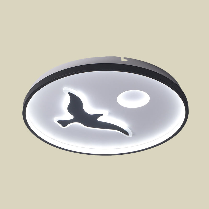 Bird Flush Ceiling Mount Minimalistic Acrylic LED Black Finish Flushmount Light with Round Shade in Warm/White Light Clearhalo 'Ceiling Lights' 'Close To Ceiling Lights' 'Close to ceiling' 'Flush mount' Lighting' 754350