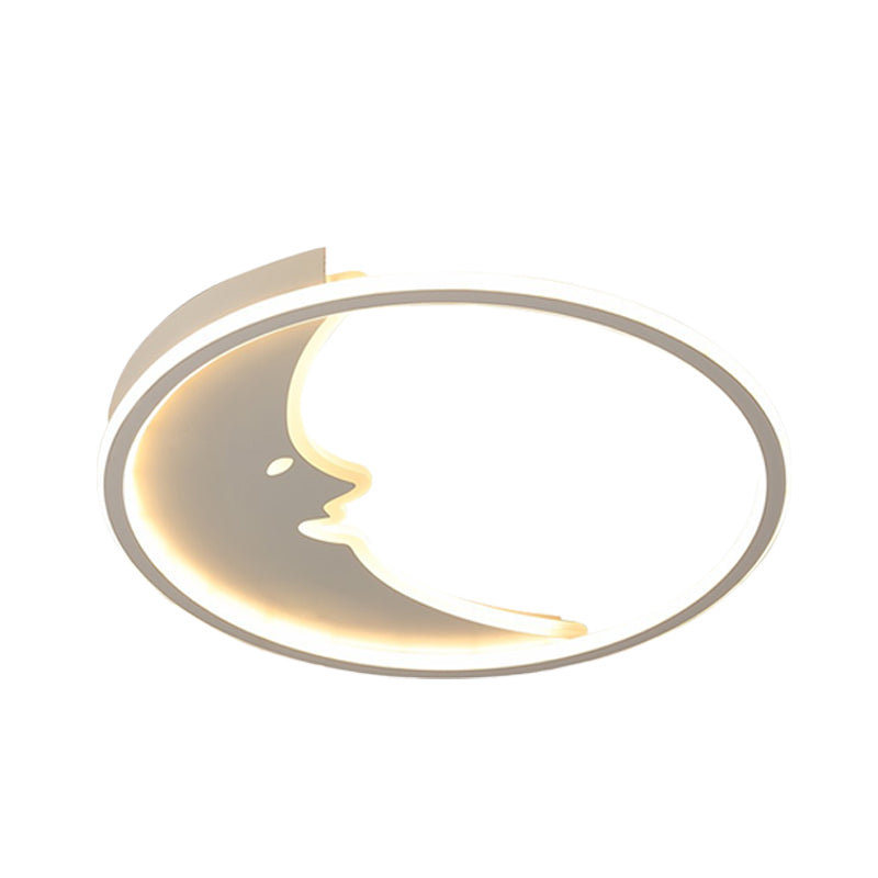 LED Bedroom Flush Mount Light Fixture Cartoon White Ceiling Lamp with Moon Acrylic Shade in Warm/White Light Clearhalo 'Ceiling Lights' 'Close To Ceiling Lights' 'Close to ceiling' 'Flush mount' Lighting' 754368