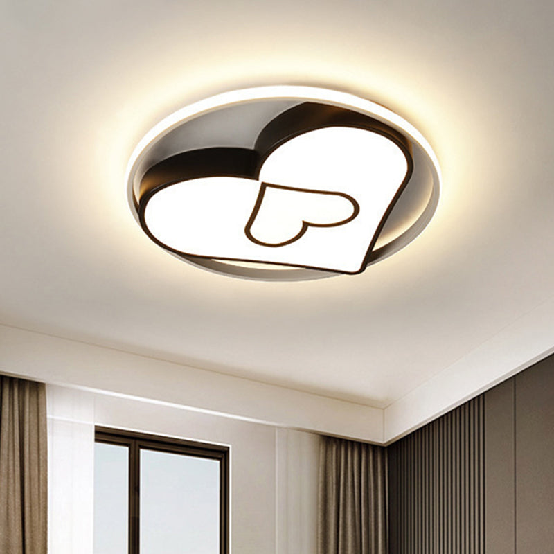 Heart Design Acrylic Flushmount Light Creative LED Black Ceiling Mounted Fixture in Warm/White Light Clearhalo 'Ceiling Lights' 'Close To Ceiling Lights' 'Close to ceiling' 'Flush mount' Lighting' 754372