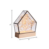 Clear Glass Mini House Nightstand Light Kid Wood Integrated LED Table Lamp with Inner Bear and String Decor Clearhalo 'Night Lights' 'Wall Lights' Lighting' 754474