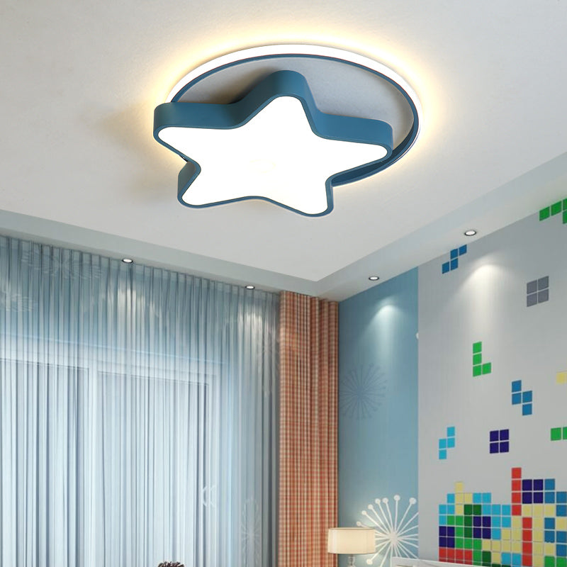 Nordic Star Flush Mount Ceiling Light with Ring Acrylic LED Kid Flush Lighting Clearhalo 'Ceiling Lights' 'Close To Ceiling Lights' 'Close to ceiling' 'Flush mount' Lighting' 75477