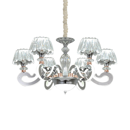 6/8 Heads Conic Chandelier Pendant Light Modernist Clear Crystal LED Ceiling Suspension Lamp Clearhalo 'Ceiling Lights' 'Chandeliers' 'Clear' 'Industrial' 'Modern Chandeliers' 'Modern' 'Tiffany' 'Traditional Chandeliers' Lighting' 754772