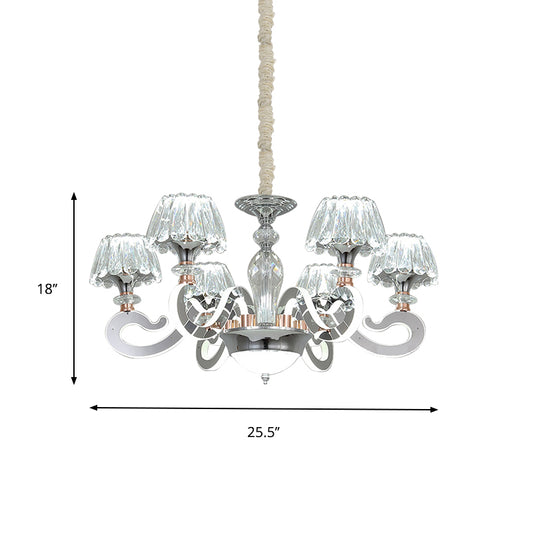 6/8 Heads Conic Chandelier Pendant Light Modernist Clear Crystal LED Ceiling Suspension Lamp Clearhalo 'Ceiling Lights' 'Chandeliers' 'Clear' 'Industrial' 'Modern Chandeliers' 'Modern' 'Tiffany' 'Traditional Chandeliers' Lighting' 754774