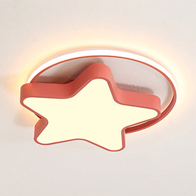 Nordic Star Flush Mount Ceiling Light with Ring Acrylic LED Kid Flush Lighting Pink Warm Clearhalo 'Ceiling Lights' 'Close To Ceiling Lights' 'Close to ceiling' 'Flush mount' Lighting' 75478