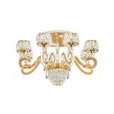 6/8 Bulbs LED Semi Flush Ceiling Light Modernist Scroll Arm Metal Flush Mounted Lamp in Gold with Crystal Accent Clearhalo 'Ceiling Lights' 'Close To Ceiling Lights' 'Close to ceiling' 'Semi-flushmount' Lighting' 754794