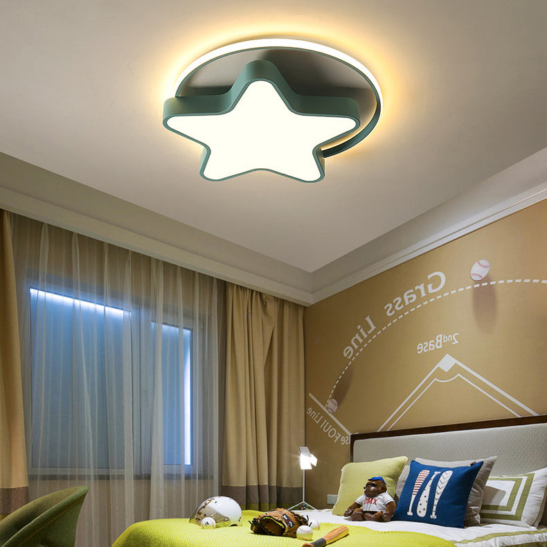 Nordic Star Flush Mount Ceiling Light with Ring Acrylic LED Kid Flush Lighting Clearhalo 'Ceiling Lights' 'Close To Ceiling Lights' 'Close to ceiling' 'Flush mount' Lighting' 75483