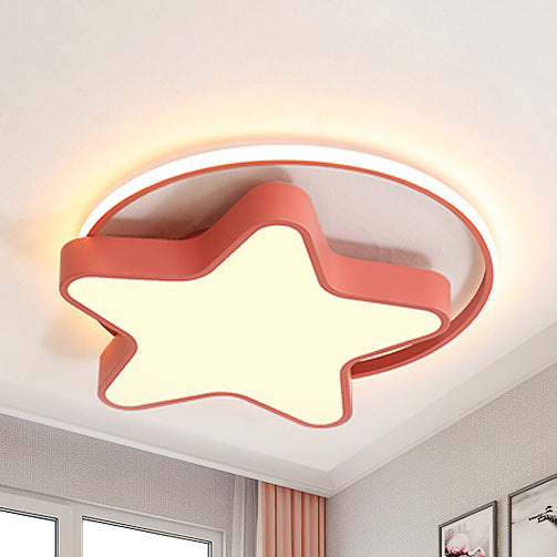 Nordic Star Flush Mount Ceiling Light with Ring Acrylic LED Kid Flush Lighting Clearhalo 'Ceiling Lights' 'Close To Ceiling Lights' 'Close to ceiling' 'Flush mount' Lighting' 75484