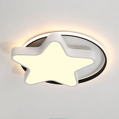 Nordic Star Flush Mount Ceiling Light with Ring Acrylic LED Kid Flush Lighting White Warm Clearhalo 'Ceiling Lights' 'Close To Ceiling Lights' 'Close to ceiling' 'Flush mount' Lighting' 75486