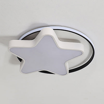 Nordic Star Flush Mount Ceiling Light with Ring Acrylic LED Kid Flush Lighting White White Clearhalo 'Ceiling Lights' 'Close To Ceiling Lights' 'Close to ceiling' 'Flush mount' Lighting' 75487