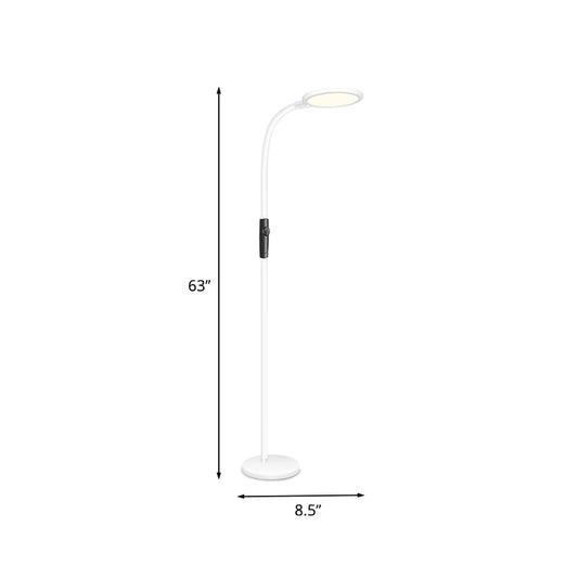 Gooseneck Standing Floor Light Minimalist Metallic White Finish LED Floor Reading Lamp Clearhalo 'Floor Lamps' 'Lamps' Lighting' 754875