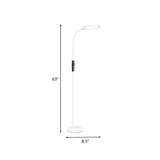 Gooseneck Standing Floor Light Minimalist Metallic White Finish LED Floor Reading Lamp Clearhalo 'Floor Lamps' 'Lamps' Lighting' 754875