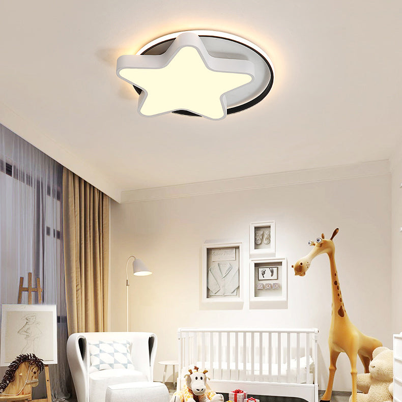 Nordic Star Flush Mount Ceiling Light with Ring Acrylic LED Kid Flush Lighting Clearhalo 'Ceiling Lights' 'Close To Ceiling Lights' 'Close to ceiling' 'Flush mount' Lighting' 75488