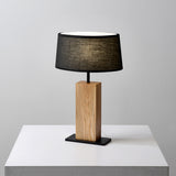 Black Oval Night Light Simple Single Fabric Table Lamp with Rectangular Wood Stand for Living Room Clearhalo 'Lamps' 'Table Lamps' Lighting' 754897