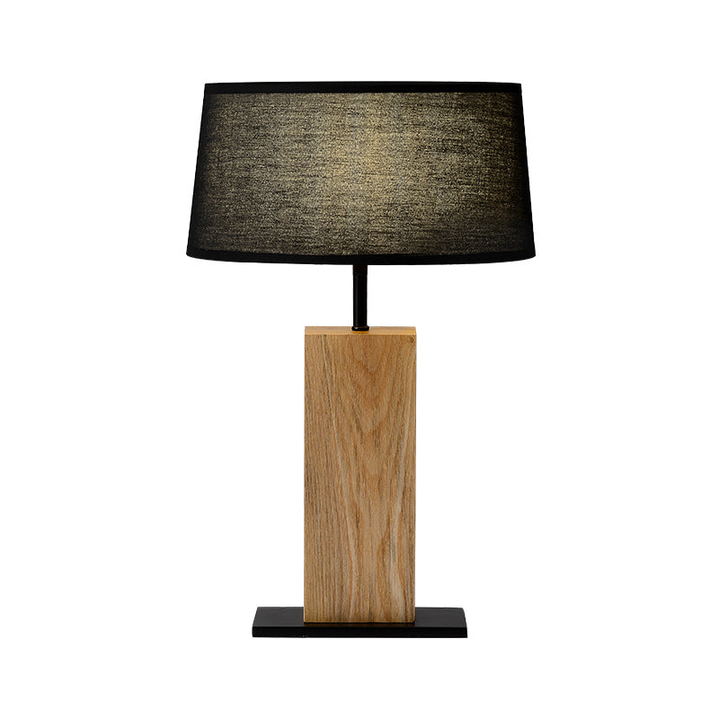 Black Oval Night Light Simple Single Fabric Table Lamp with Rectangular Wood Stand for Living Room Clearhalo 'Lamps' 'Table Lamps' Lighting' 754898