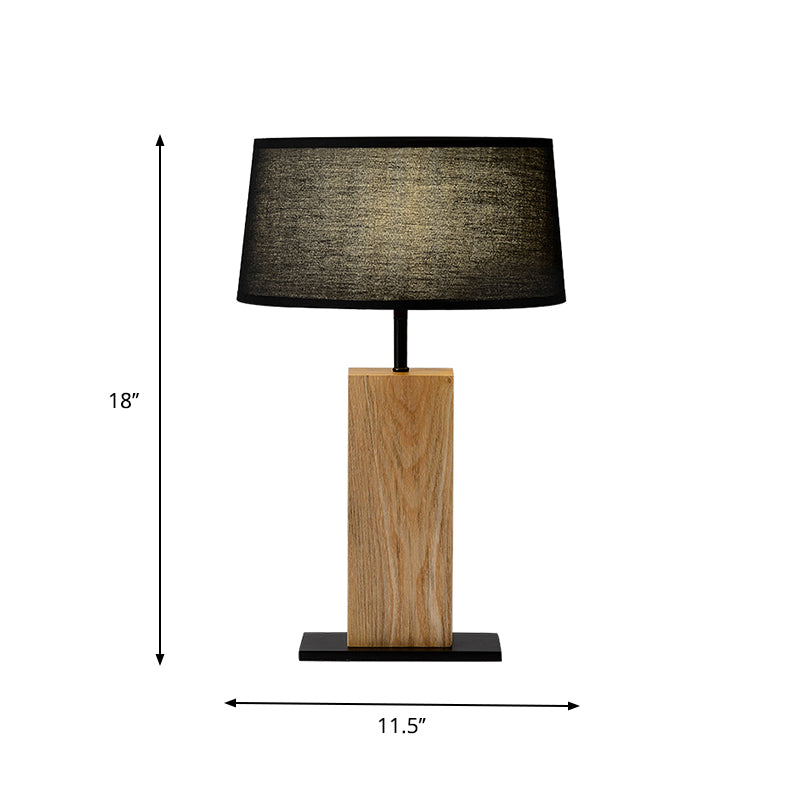 Black Oval Night Light Simple Single Fabric Table Lamp with Rectangular Wood Stand for Living Room Clearhalo 'Lamps' 'Table Lamps' Lighting' 754899