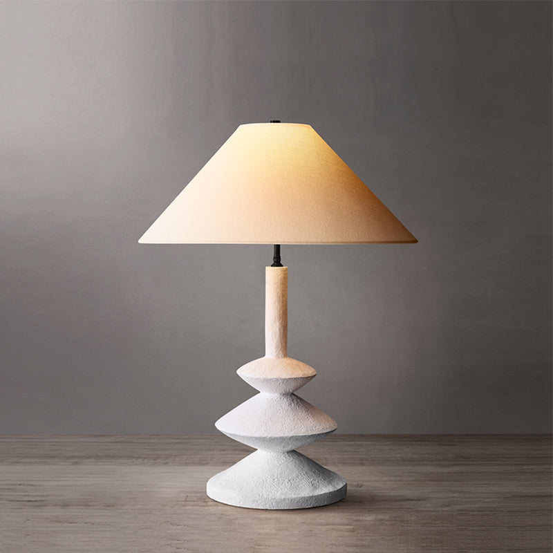 3 Tiers Resin Table Light Modern Novelty 1-Light White Nightstand Lamp with Wide Flare Shade Clearhalo 'Lamps' 'Table Lamps' Lighting' 754901