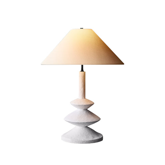 3 Tiers Resin Table Light Modern Novelty 1-Light White Nightstand Lamp with Wide Flare Shade Clearhalo 'Lamps' 'Table Lamps' Lighting' 754902
