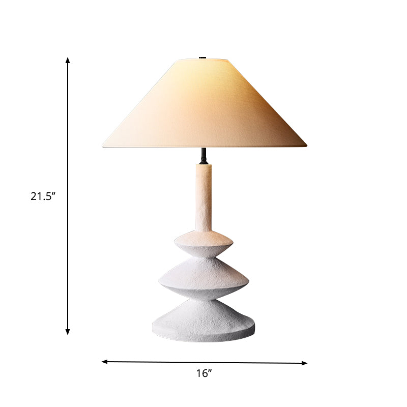 3 Tiers Resin Table Light Modern Novelty 1-Light White Nightstand Lamp with Wide Flare Shade Clearhalo 'Lamps' 'Table Lamps' Lighting' 754903