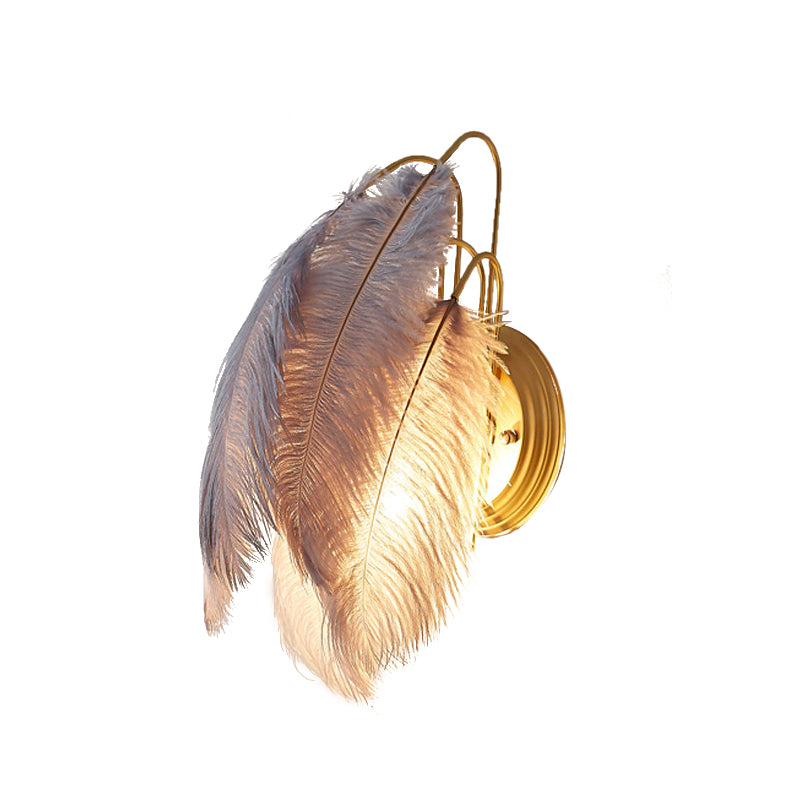 Furry Goose Feather Wall Lamp Modernist Single-Bulb Grey/White Sconce Light Fixture for Living Room Clearhalo 'Cast Iron' 'Glass' 'Industrial' 'Modern wall lights' 'Modern' 'Tiffany' 'Traditional wall lights' 'Wall Lamps & Sconces' 'Wall Lights' Lighting' 754914