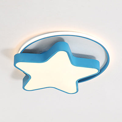 Nordic Star Flush Mount Ceiling Light with Ring Acrylic LED Kid Flush Lighting Blue Warm Clearhalo 'Ceiling Lights' 'Close To Ceiling Lights' 'Close to ceiling' 'Flush mount' Lighting' 75493