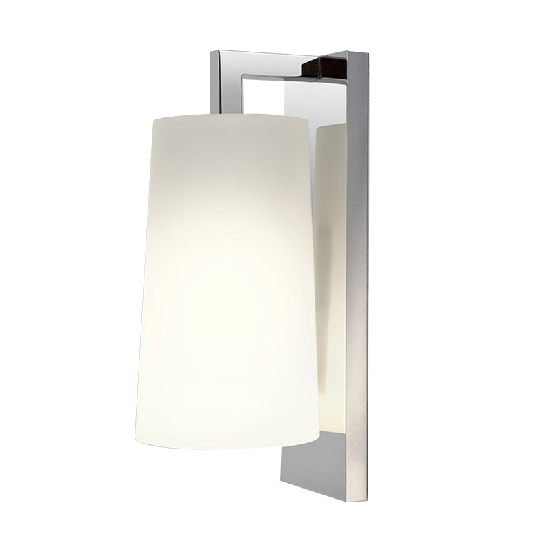 Fabric Tapering Wall Lighting Simplicity 1 Head White Sconce Ideas with Chrome Arm Clearhalo 'Cast Iron' 'Glass' 'Industrial' 'Modern wall lights' 'Modern' 'Tiffany' 'Traditional wall lights' 'Wall Lamps & Sconces' 'Wall Lights' Lighting' 754956