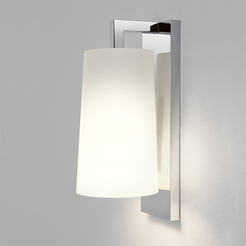 Fabric Tapering Wall Lighting Simplicity 1 Head White Sconce Ideas with Chrome Arm Clearhalo 'Cast Iron' 'Glass' 'Industrial' 'Modern wall lights' 'Modern' 'Tiffany' 'Traditional wall lights' 'Wall Lamps & Sconces' 'Wall Lights' Lighting' 754957