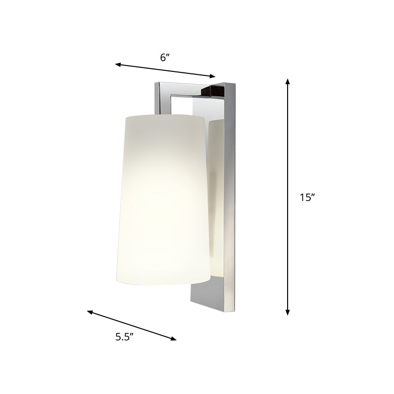 Fabric Tapering Wall Lighting Simplicity 1 Head White Sconce Ideas with Chrome Arm Clearhalo 'Cast Iron' 'Glass' 'Industrial' 'Modern wall lights' 'Modern' 'Tiffany' 'Traditional wall lights' 'Wall Lamps & Sconces' 'Wall Lights' Lighting' 754958