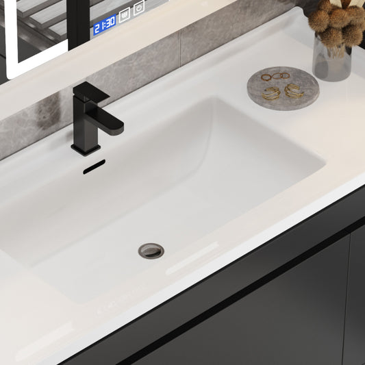 Wall Mount Bathroom Vanity Modern Ceramic Gray Rectangular Single Vanity Set Clearhalo 'Bathroom Remodel & Bathroom Fixtures' 'Bathroom Vanities' 'bathroom_vanities' 'Home Improvement' 'home_improvement' 'home_improvement_bathroom_vanities' 7551294