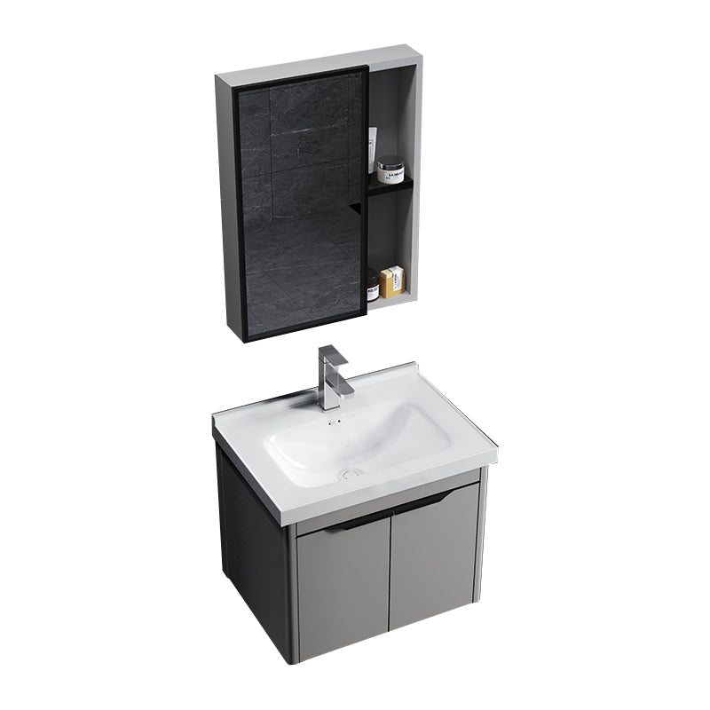 Single Sink Modern Bathroom Vanity Gray Metal Frame Rectangular Vanity Set Vanity & Faucet & Mirror Cabinet https://res.litfad.com/site/img/item/2023/02/12/7551316/1200x1200.jpg White Clearhalo 'Bathroom Remodel & Bathroom Fixtures' 'Bathroom Vanities' 'bathroom_vanities' 'Home Improvement' 'home_improvement' 'home_improvement_bathroom_vanities' 7551316