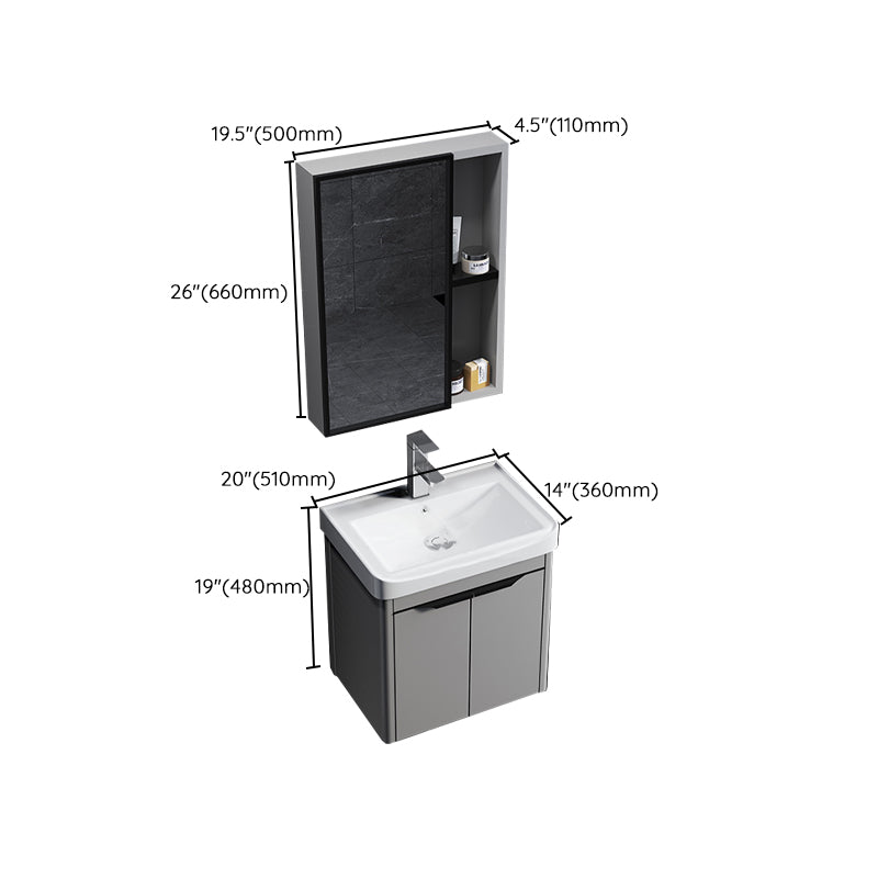 Single Sink Modern Bathroom Vanity Gray Metal Frame Rectangular Vanity Set Clearhalo 'Bathroom Remodel & Bathroom Fixtures' 'Bathroom Vanities' 'bathroom_vanities' 'Home Improvement' 'home_improvement' 'home_improvement_bathroom_vanities' 7551321