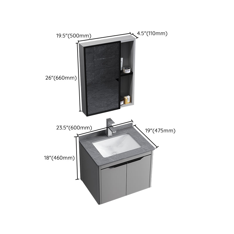 Single Sink Modern Bathroom Vanity Gray Metal Frame Rectangular Vanity Set Clearhalo 'Bathroom Remodel & Bathroom Fixtures' 'Bathroom Vanities' 'bathroom_vanities' 'Home Improvement' 'home_improvement' 'home_improvement_bathroom_vanities' 7551324