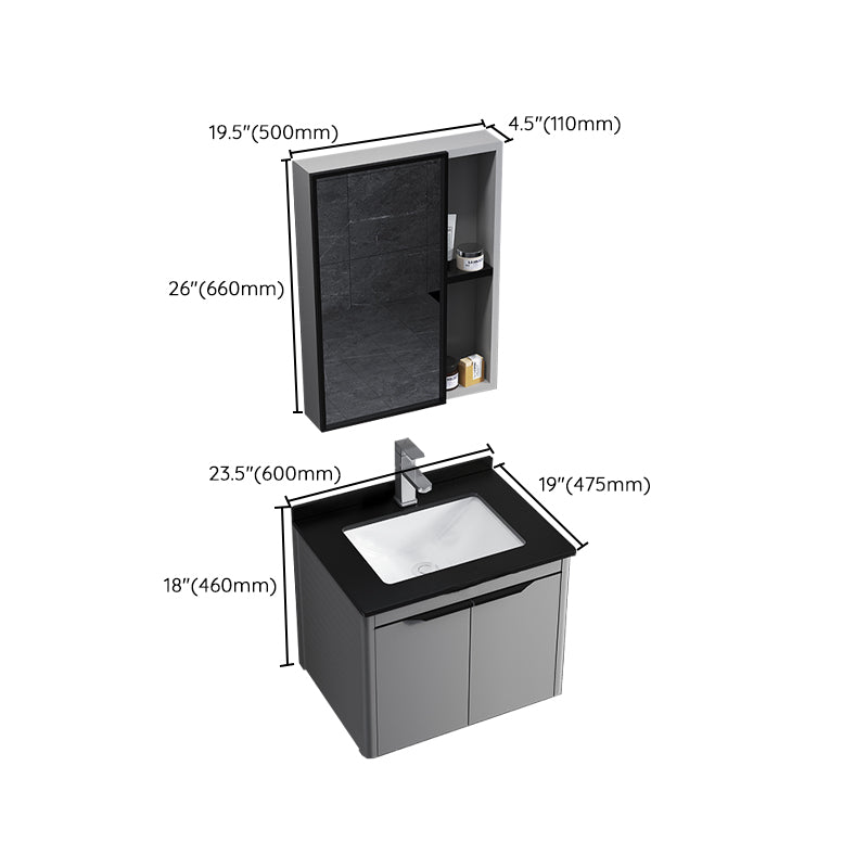 Single Sink Modern Bathroom Vanity Gray Metal Frame Rectangular Vanity Set Clearhalo 'Bathroom Remodel & Bathroom Fixtures' 'Bathroom Vanities' 'bathroom_vanities' 'Home Improvement' 'home_improvement' 'home_improvement_bathroom_vanities' 7551325